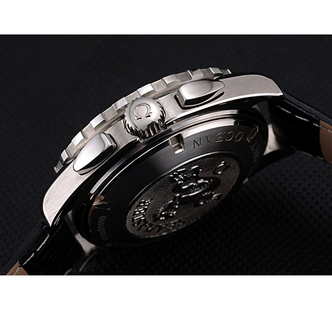1014 Omega Seamaster Aqua Terra Chrono GMT Black Dial Black Leather Bracelet 622535